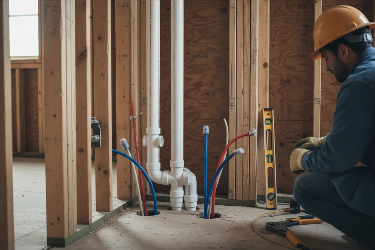 Drain and supply rough-in during Leak Detection in Crystal Bay