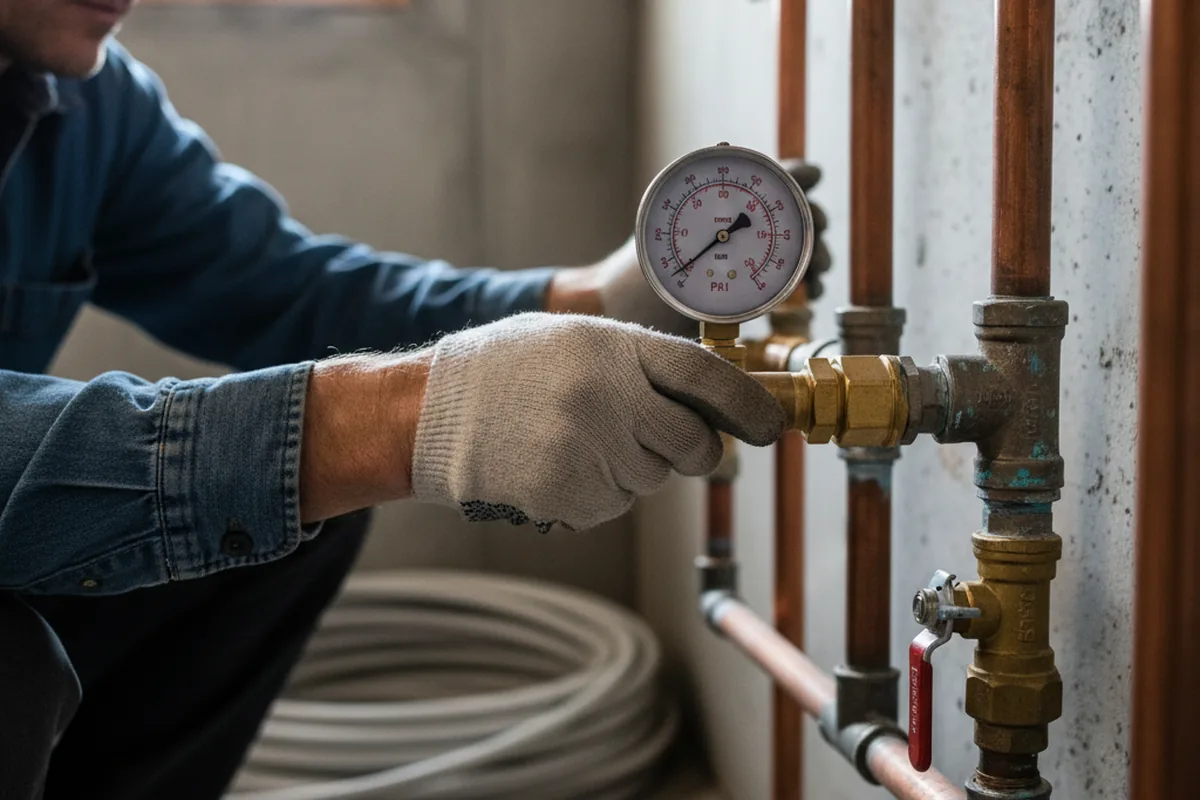 Pressure testing a repaired line during Water Line Repair in Crystal Bay